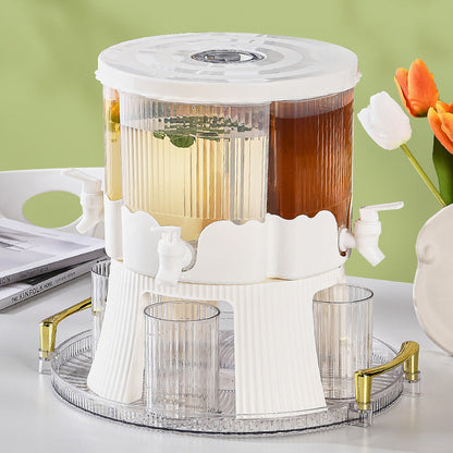 Rotating 4-Compartment Beverage Dispenser with Faucet – Large Capacity
