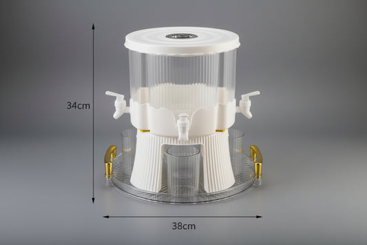 Rotating 4-Compartment Beverage Dispenser with Faucet – Large Capacity
