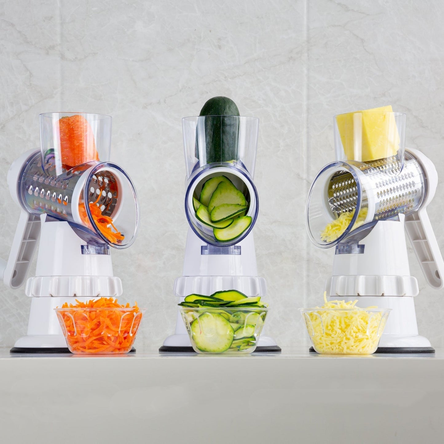 3-in-1 Vegetable Slicer – Mandolin Grater, Round Chopper & Potato Cutter