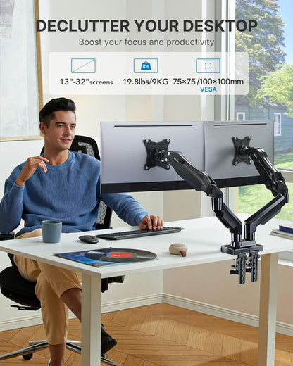 Dual Monitor Stand – Fully Adjustable Swivel VESA Desk Mount
