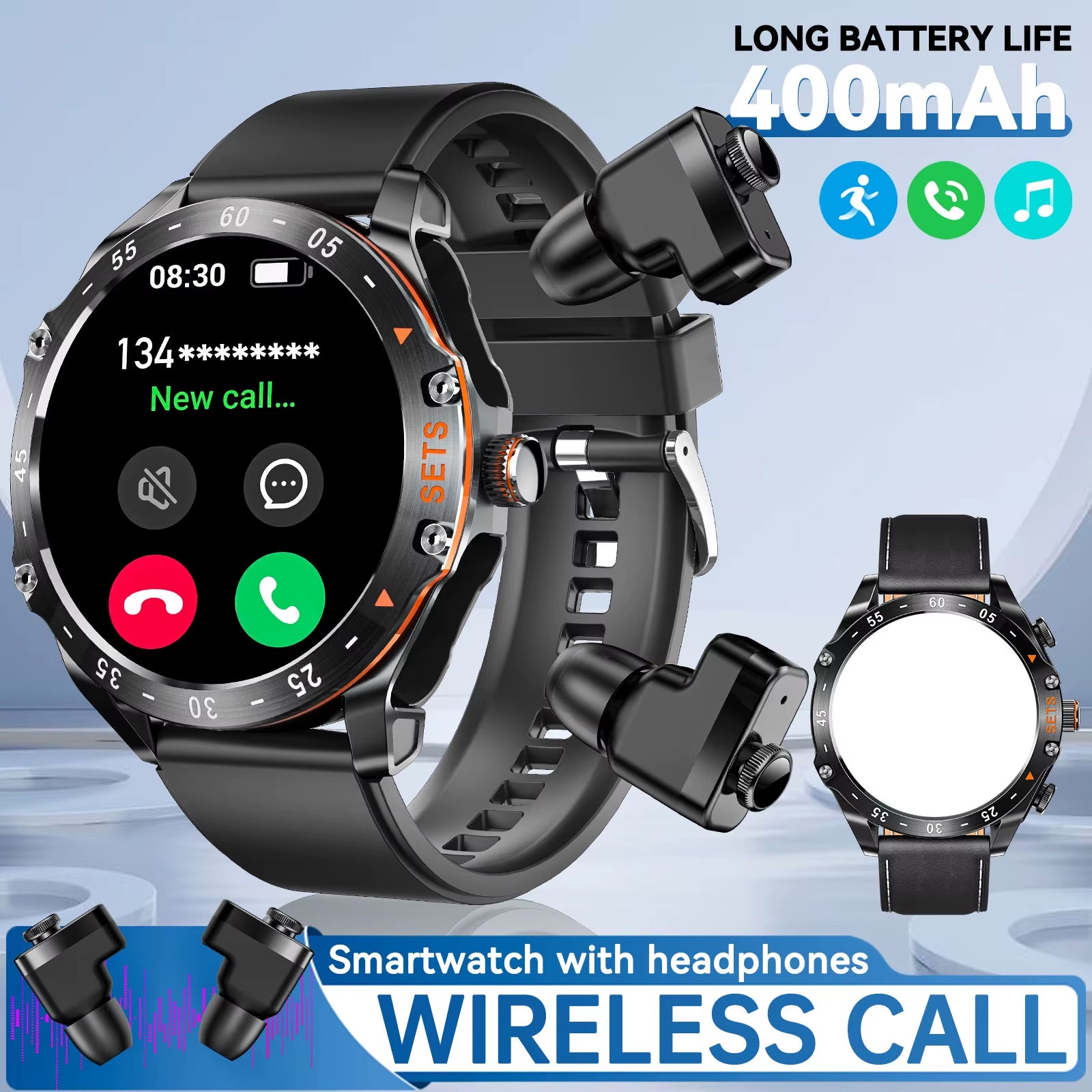 New Smart Watches for Men with Earbuds inside with 100+ Sport Modes and Sport Records Waterproof with Iphone and Android