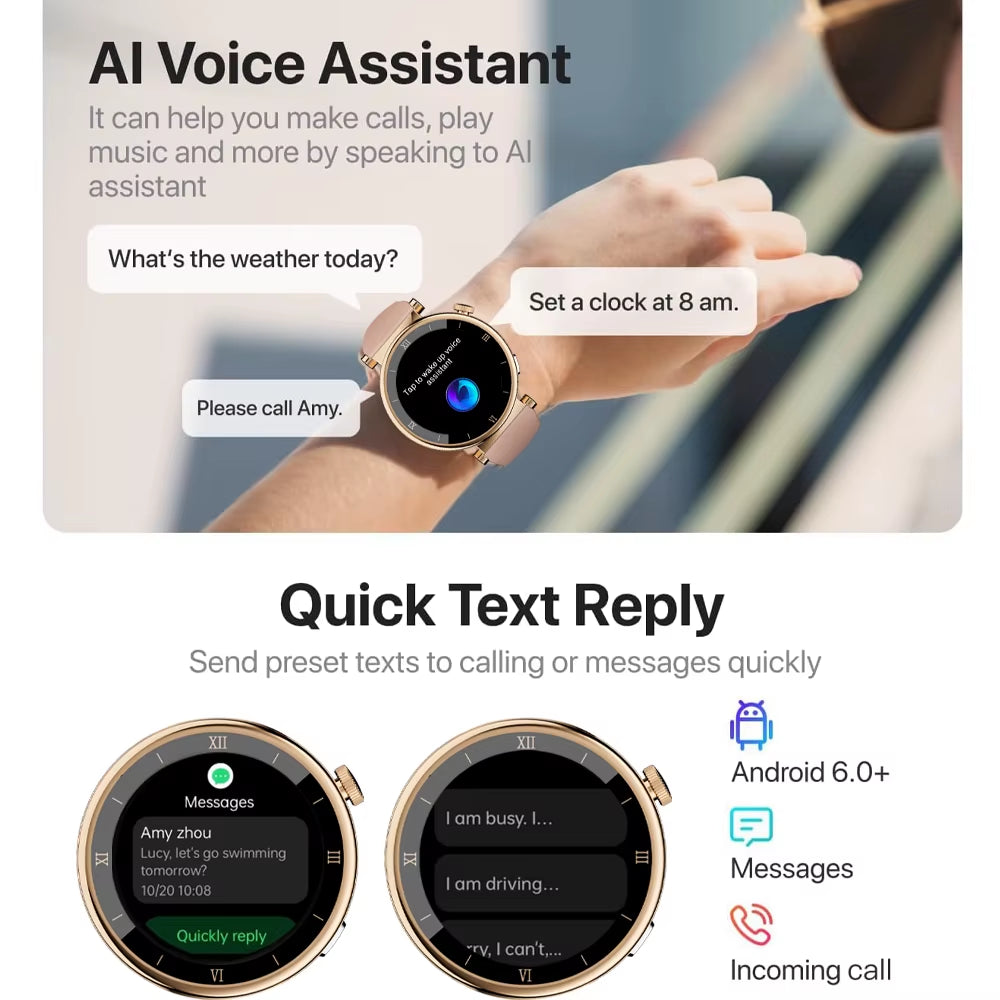 X6 Pro Sports Smart Watch Woman Man Smartwatch BT Call Message Notification AI Voice Assistant Watches for Android IOS