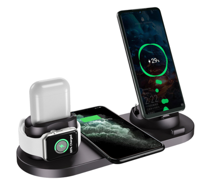 6-in-1 Wireless Charging Dock – Fast Charger for iPhone, Apple Watch & AirPods