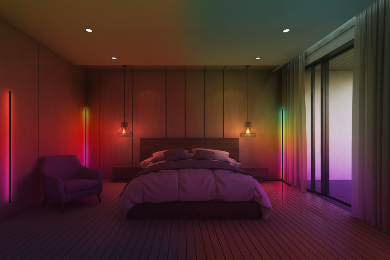 RGB LED Corner Floor Lamp – Modern Ambient Lighting
