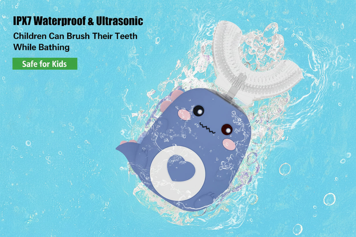 Children U-Shaped Electric Toothbrush 360 Degrees Smart Cartoon Kids Silicone Toothbrush Automatic Rechargeable Sonic Toothbrush