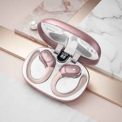 Sport Bluetooth 5.3 Earphones Earhook Headphones IPX7 Waterproof Wireless Earbuds 75 Hrs with LED Power Display Physical Buttons