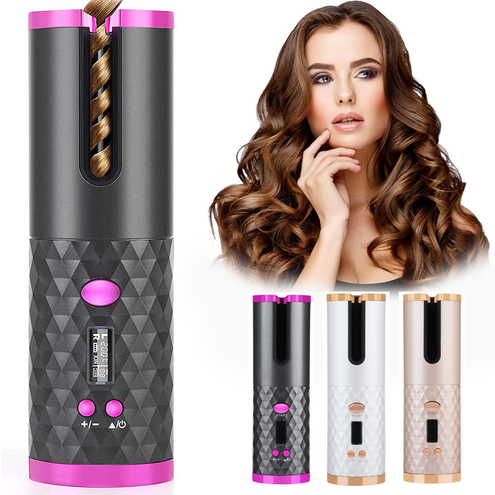 Automatic Hair Curler – Portable Ceramic Rotating Curling Iron with LCD Display
