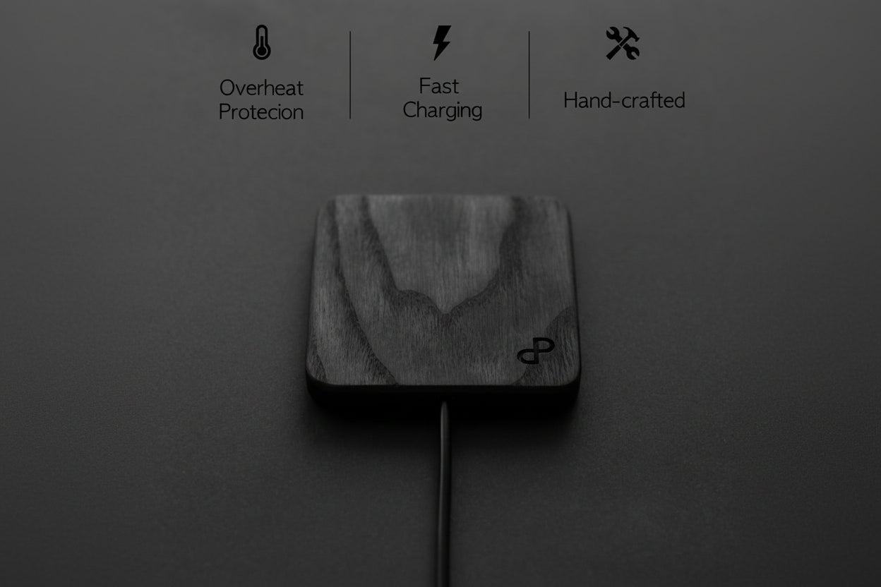Handcrafted Wooden Wireless Charger – Eco-Friendly Qi Charging Pad