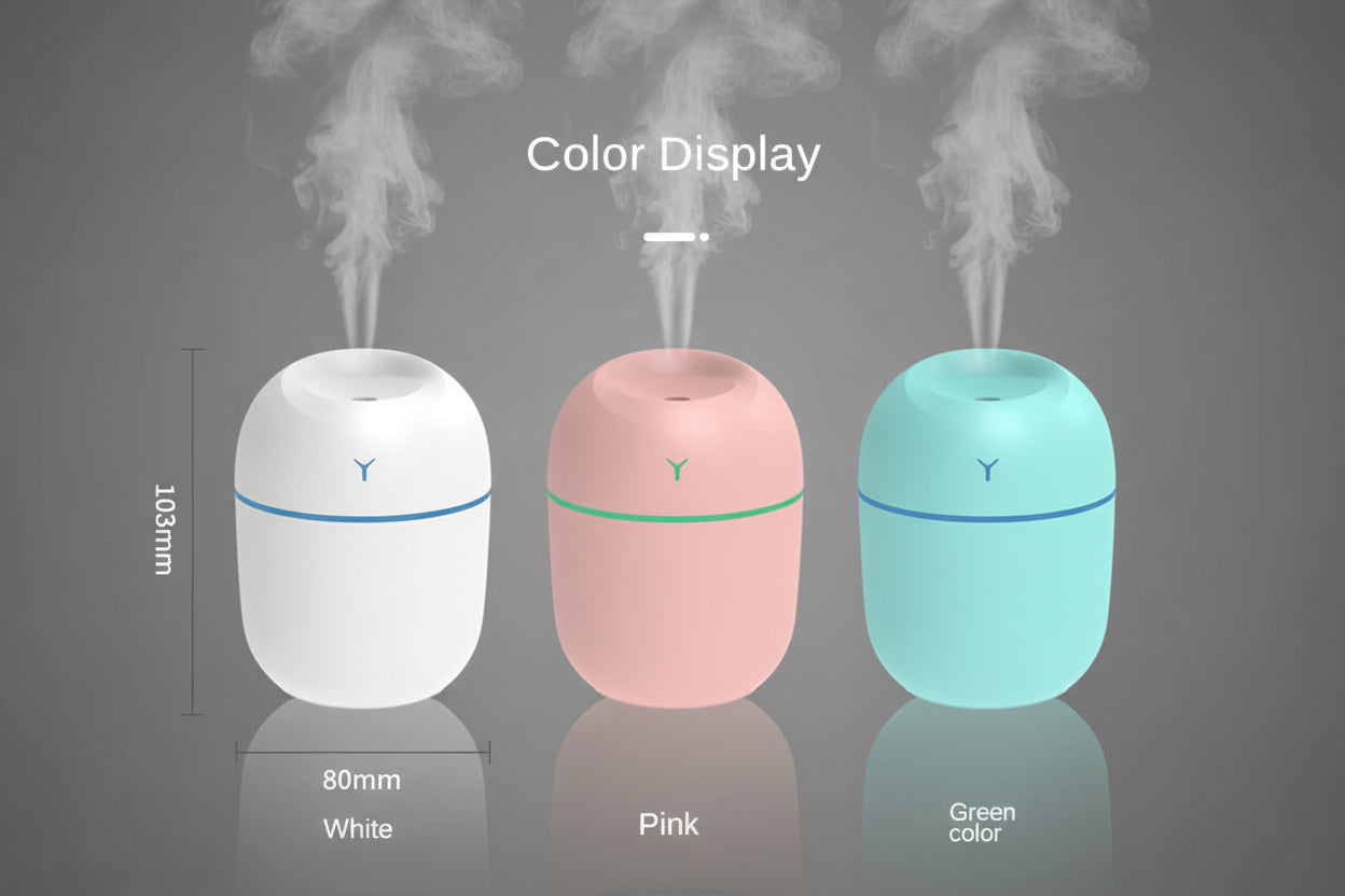 AromaMist™ Portable Ultrasonic Humidifier – USB Essential Oil Diffuser with LED Light
