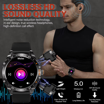 New Smart Watches for Men with Earbuds inside with 100+ Sport Modes and Sport Records Waterproof with Iphone and Android
