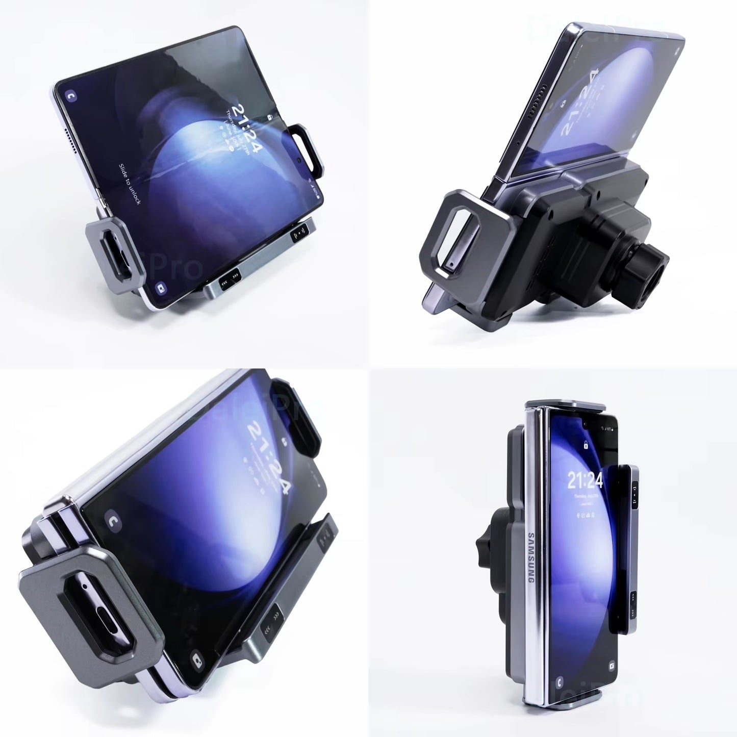 Dual Coil Foldable Phone Holder Car Wireless Charger Universal Car Phone Mount Fast Charging for Samsung Iphone Xiaomi Z Fold