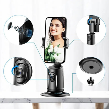 Smart 360° Auto Face Tracking Gimbal – Video Stabilizer & Phone Holder for Vlog & Live