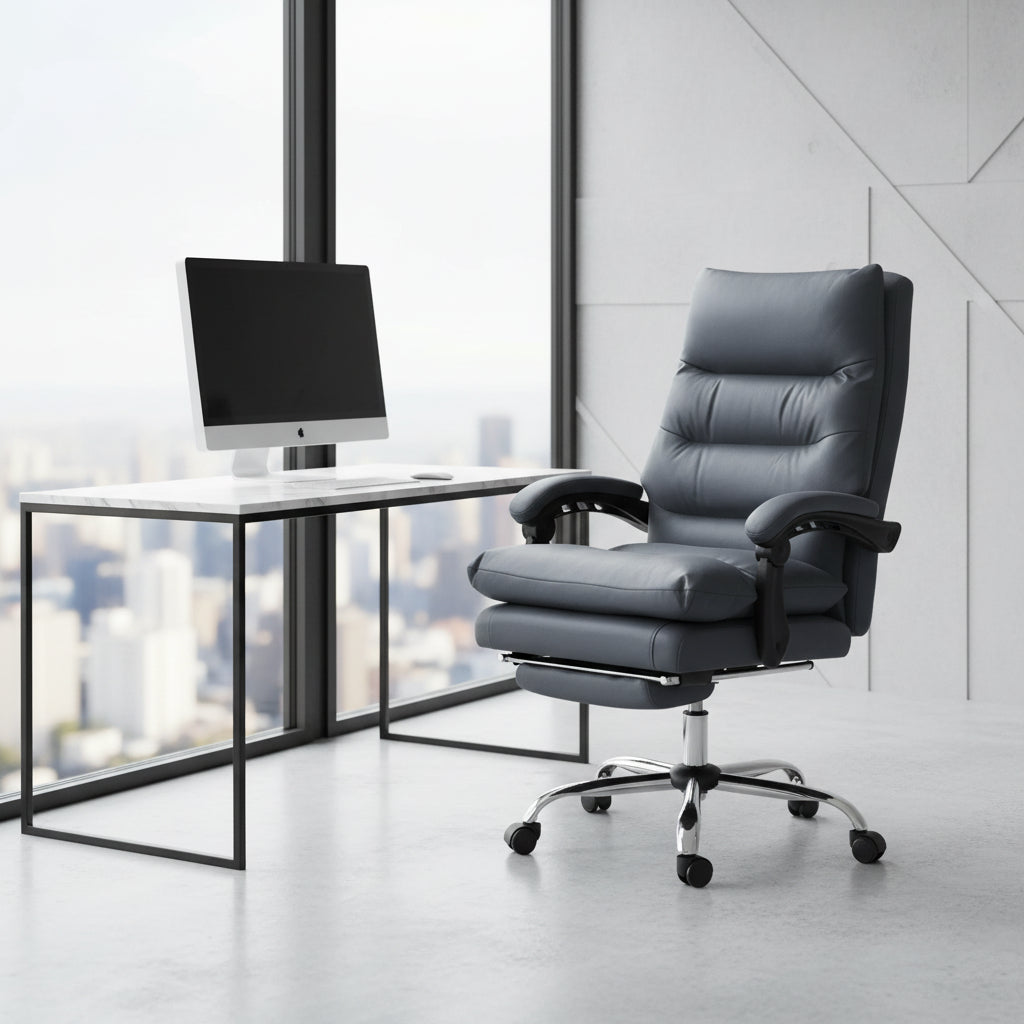 Vinsetto Microfibre Massage Office Chair, Heated Reclining Chair with Footrest, Double-Tier Padding, Swivel Wheels, Dark Gray