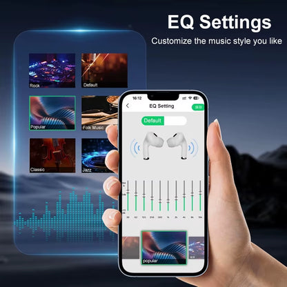 Wireless Earphone with Touchscreen Display Charging Case ANC & Encdual Mic Stereo Sound Earbuds In-Ear Detection Ear Bud