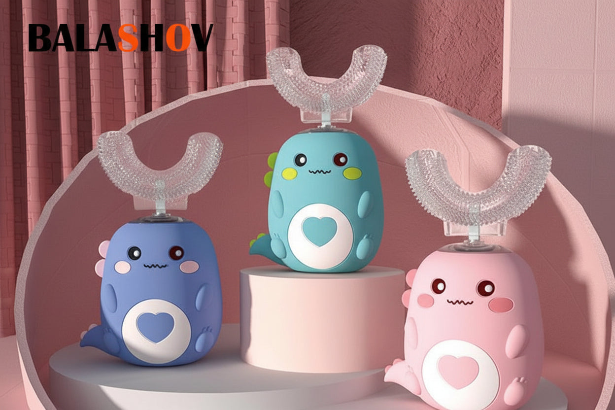 Children U-Shaped Electric Toothbrush 360 Degrees Smart Cartoon Kids Silicone Toothbrush Automatic Rechargeable Sonic Toothbrush