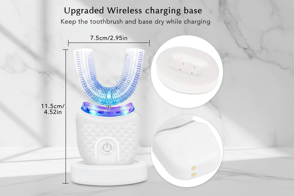 Wireless Silicone Electric Toothbrush 360 Degrees Automatic Ultrasonic U Shaped Travel Home Use Teeth Brush