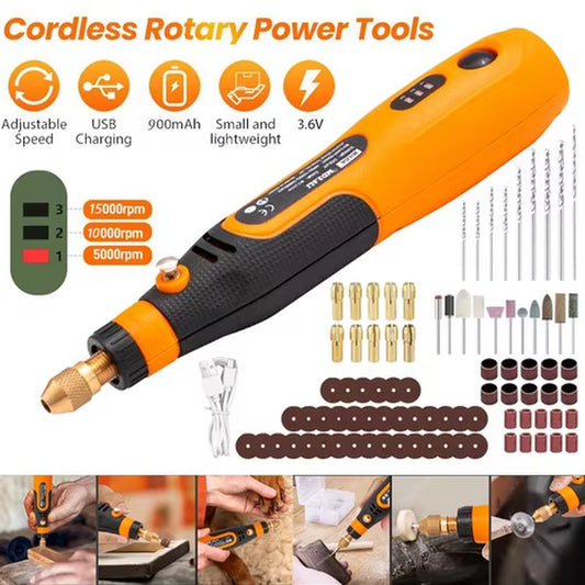 Mini Wireless Drill Electric Carving Pen Fixed 3 Speed USB Cordless Drill Rotary Tools Kit Engraver Pen for Grinding Polishing