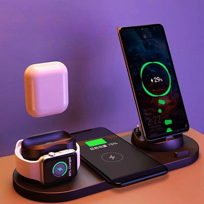 6-in-1 Wireless Charging Dock – Fast Charger for iPhone, Apple Watch & AirPods