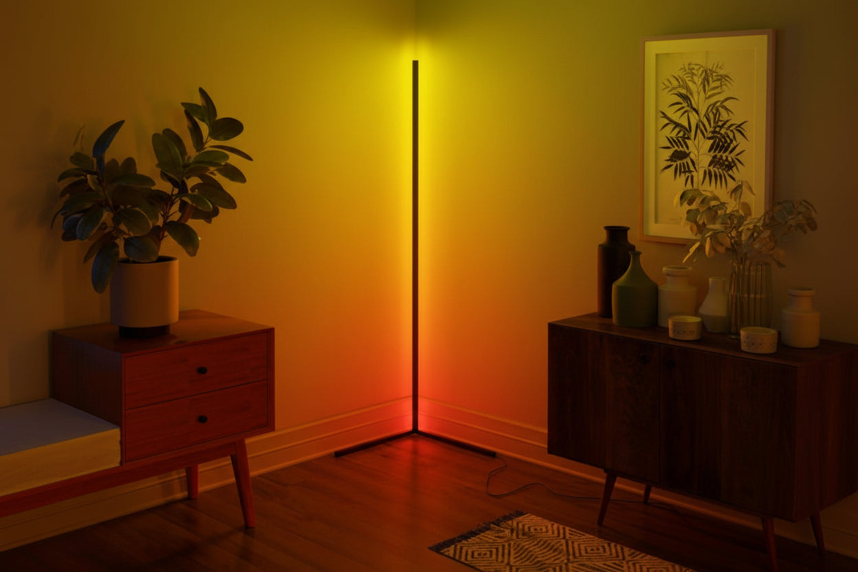 RGB LED Corner Floor Lamp – Modern Ambient Lighting