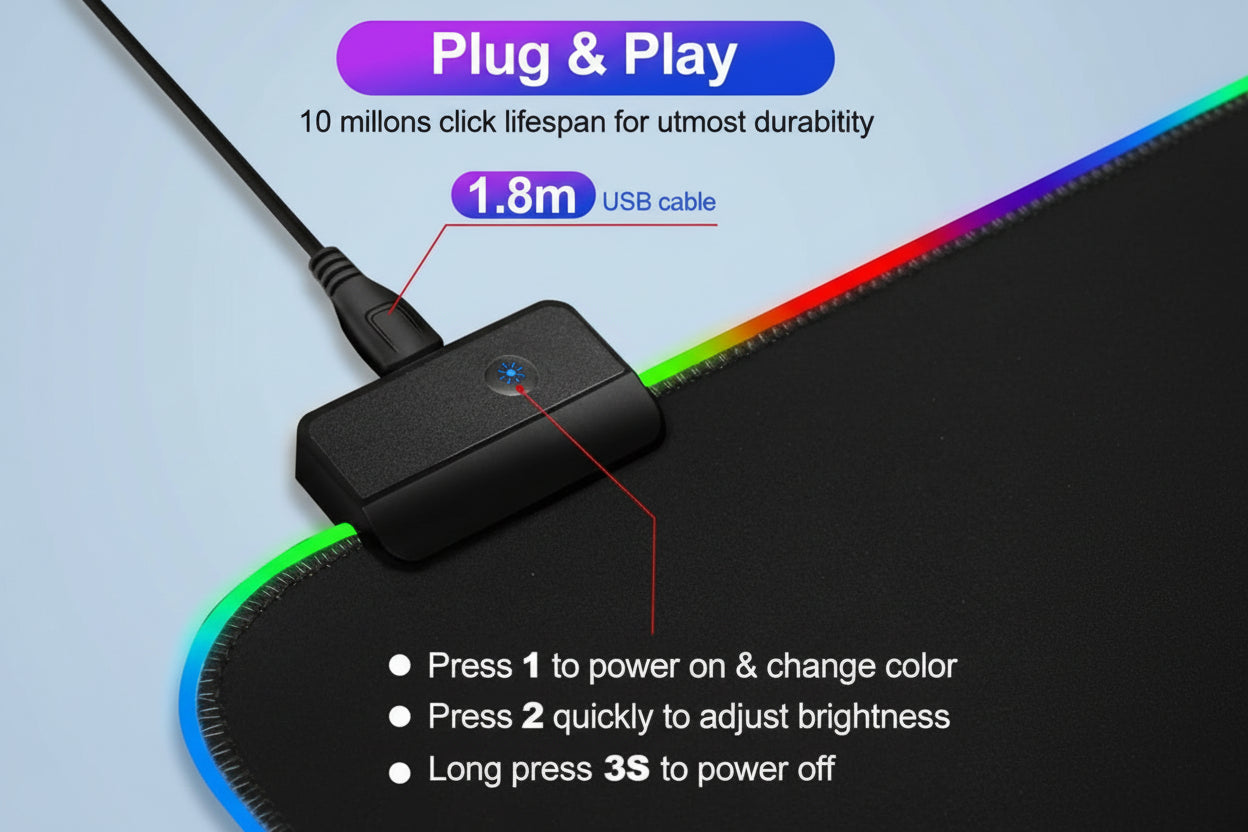 Ninja Dragons RGB Gaming Mouse Pad – Large LED Surface