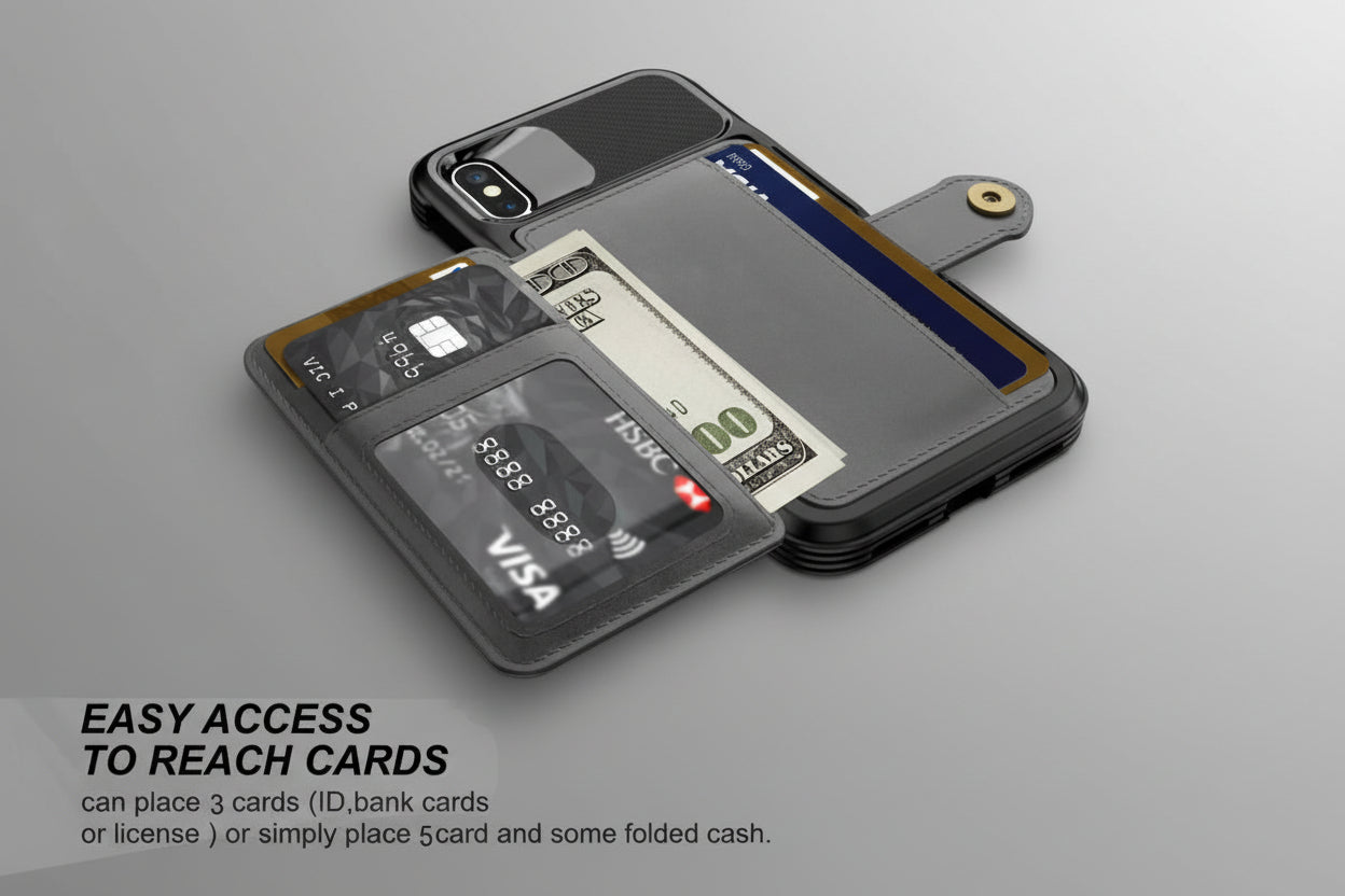 ArmorShield™ 360° Magnetic Leather Wallet Case for iPhone