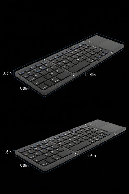Triple Foldable Portable Bluetooth Mini Keyboard – Wireless