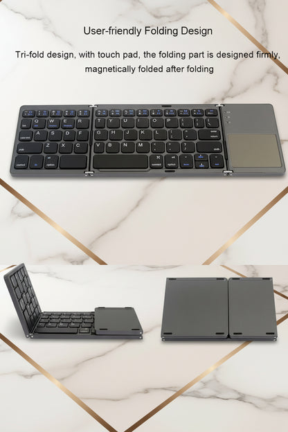 Triple Foldable Portable Bluetooth Mini Keyboard – Wireless