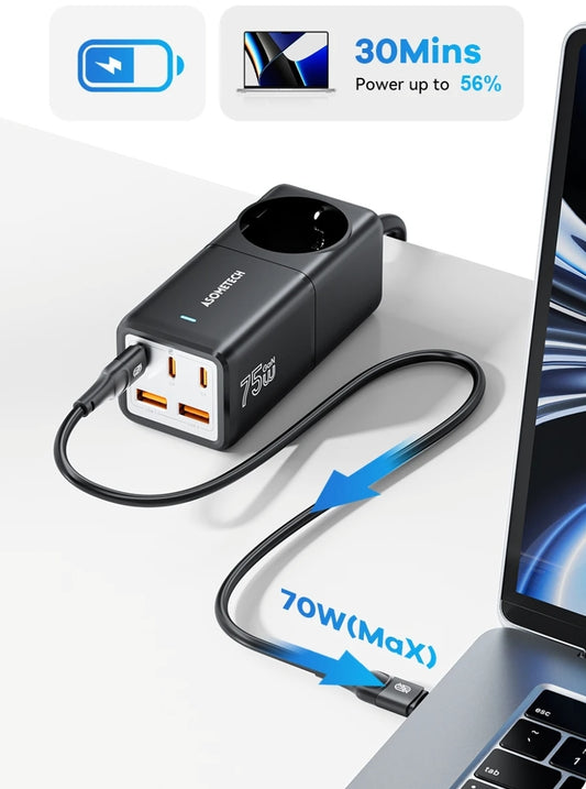 75W GaN Desktop Charging Station – Fast PD & PPS Charger