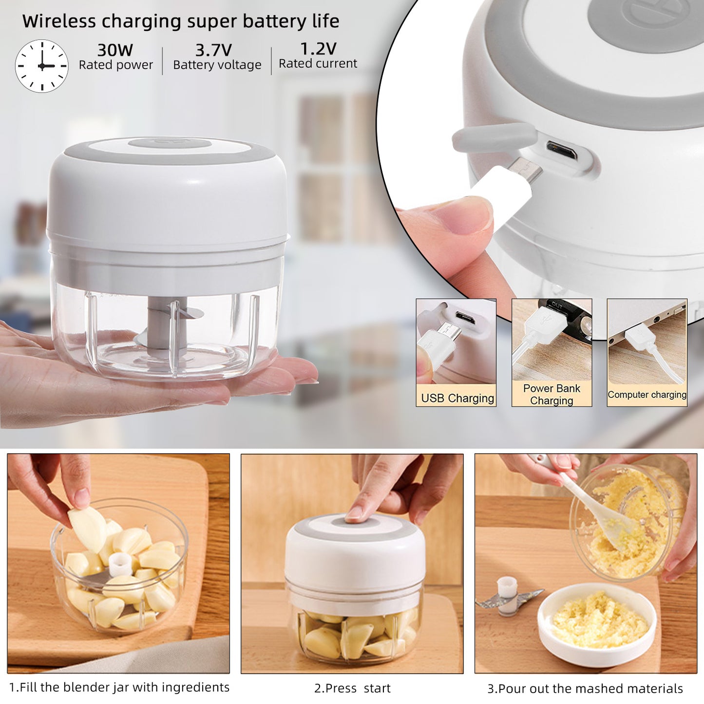Electric Kitchen Food Chopper – Mini Garlic, Vegetable & Meat Grinder