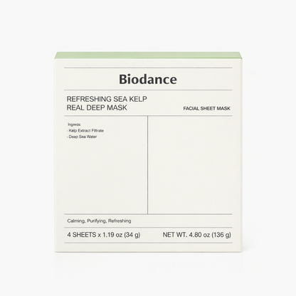 Biodance Refreshing Sea Kelp Real Deep Mask 34g x 4 buc – Mască Hidrogel Calmantă cu Alge Marine 10% & Apă de Mare Adâncă 5%