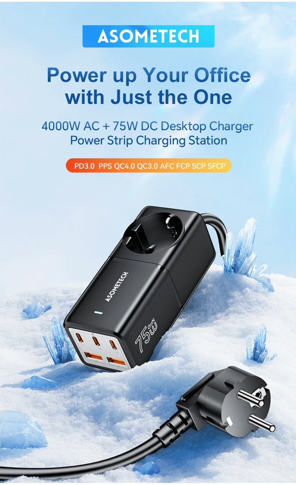 75W GaN Desktop Charging Station – Fast PD & PPS Charger